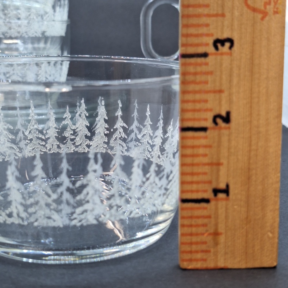 Libbey Frosty Pines Glass Bowls and plates Place Set of 4 Irish coffee mug 12pc - Picture 7 of 12